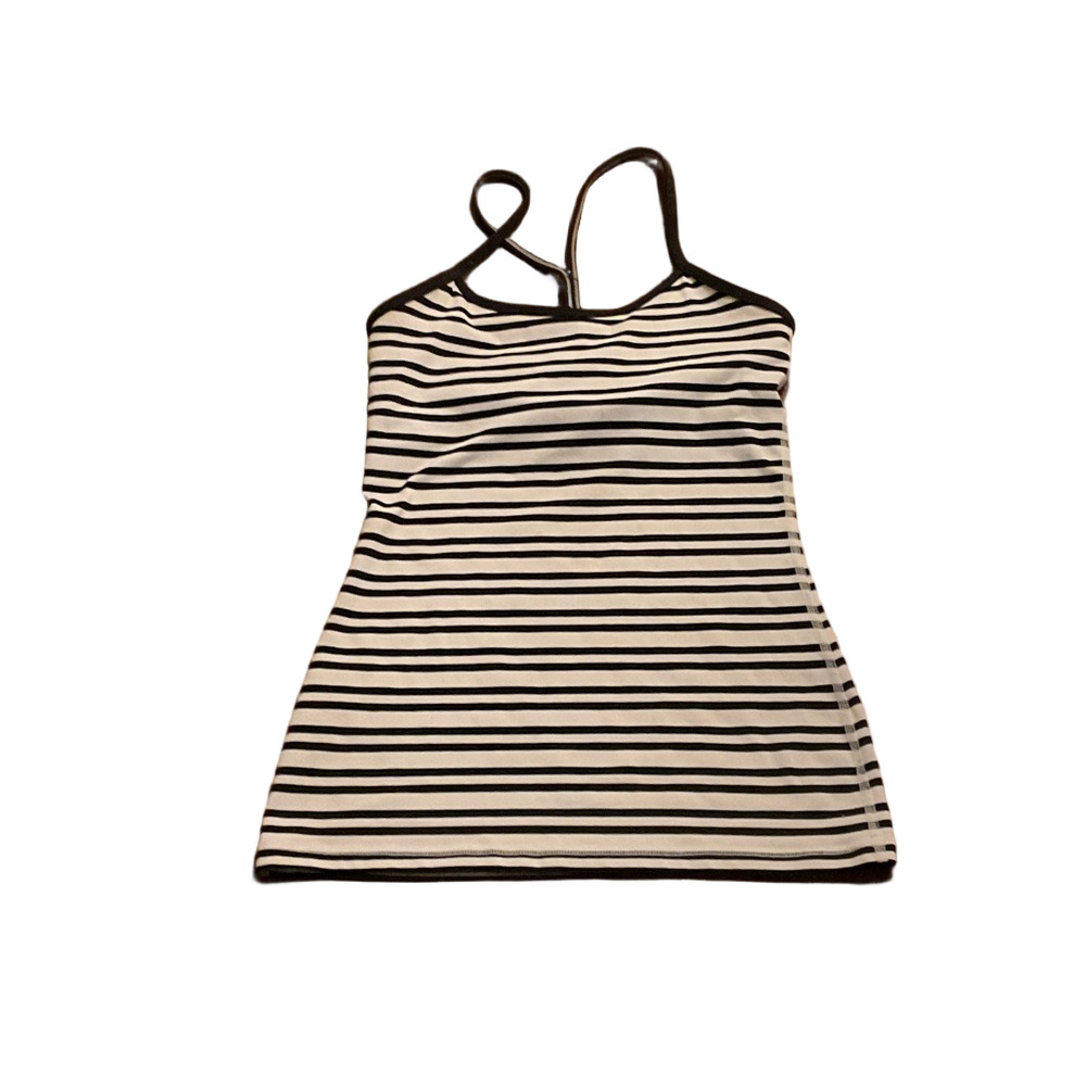 Lululemon Athletica Striped Black and White Fitted Tank Top